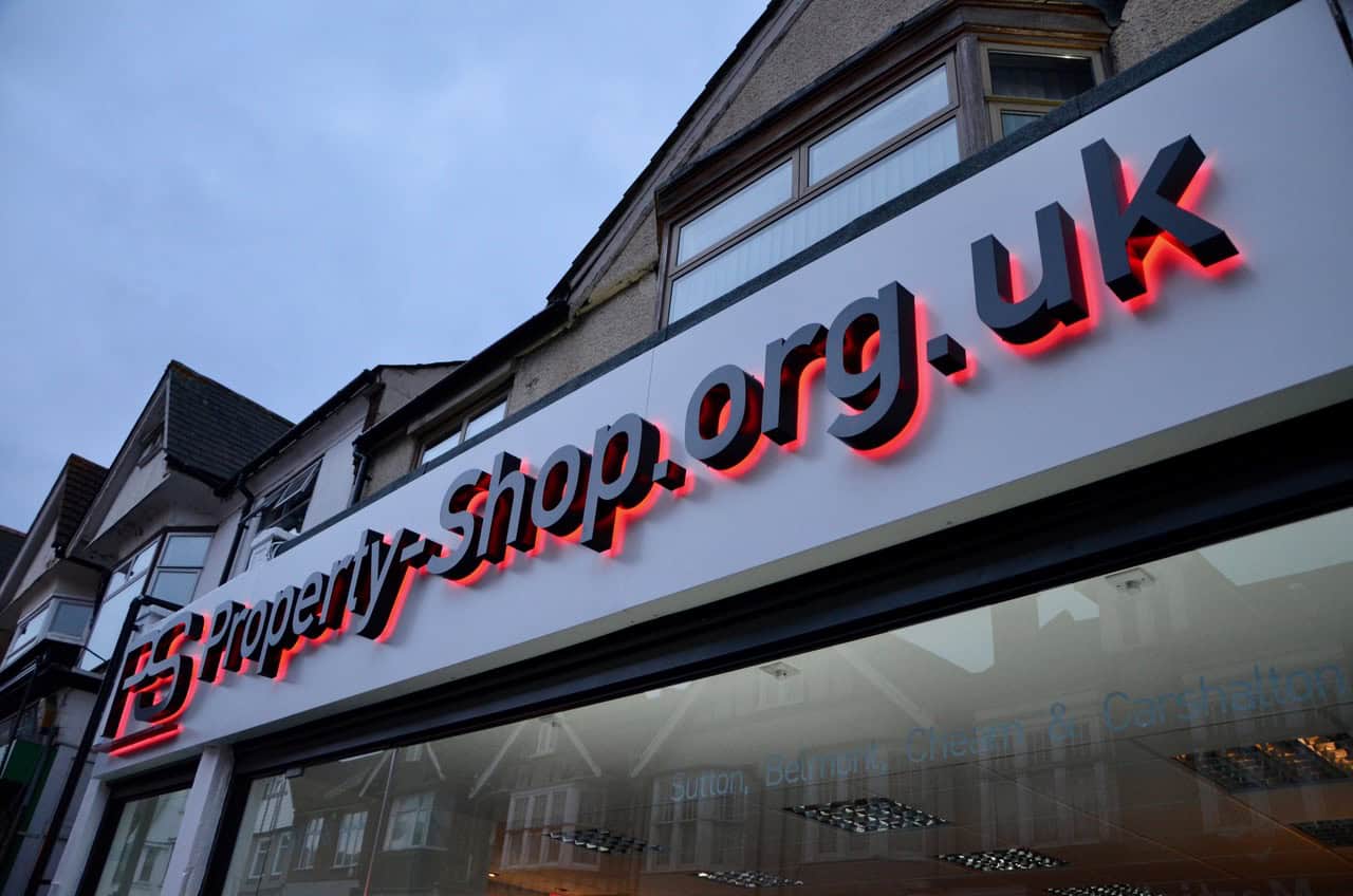 illuminated shop signage